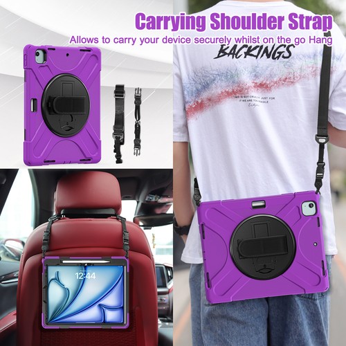 Heavy Duty Shockproof Hand Strap Stand Case Cover Shell for iPad Air 13" M2/M3 - Picture 80 of 83