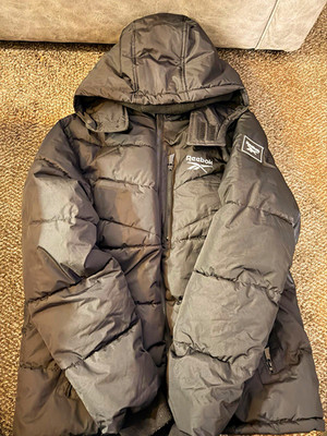 Reebok Men's L Black Hooded Puffer Insulated Jacket