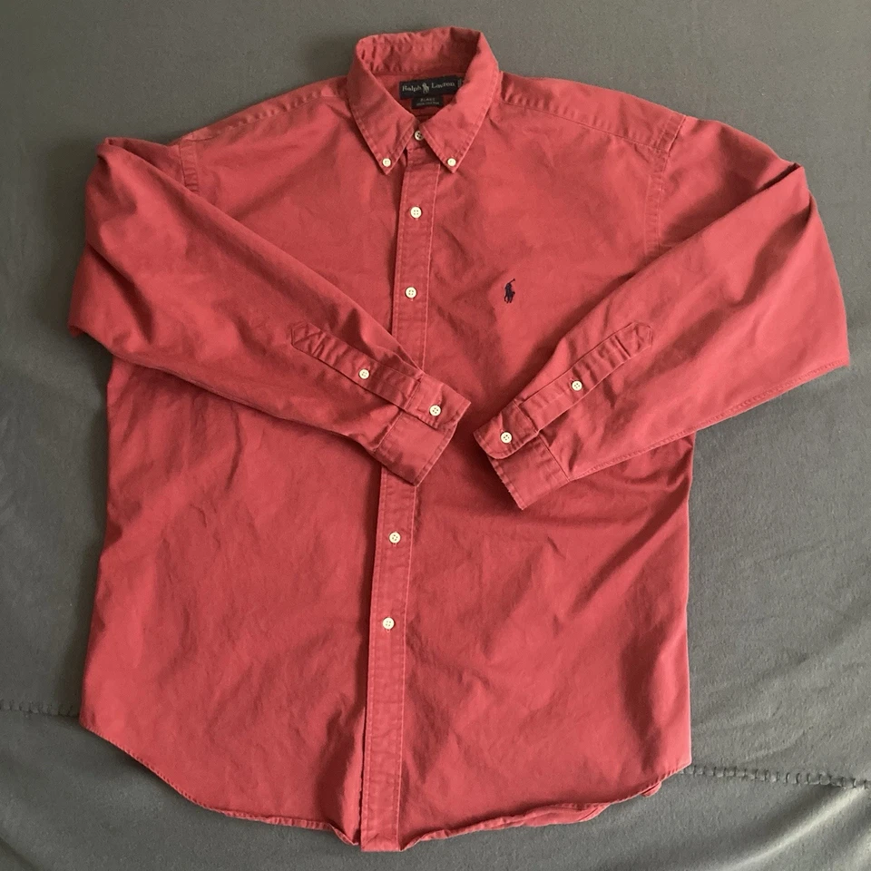 Camisa masculina Ralph Lauren grande vermelha Blake Oxford botão para baixo manga longa logotipo pônei - Imagem 2 de 4