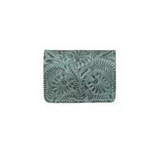 American West Womens Small Light Turquoise Leather Trifold Wallet OS