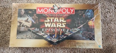 Monopoly Star Wars Episode 1 Gold Collectors Edition Game 3D -Hasbro-1999