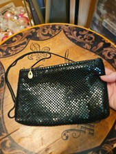 BLACK SHIMMERING EVENING BAG - SMALL SIZE WITH CHAIN SHOULDER STRAP