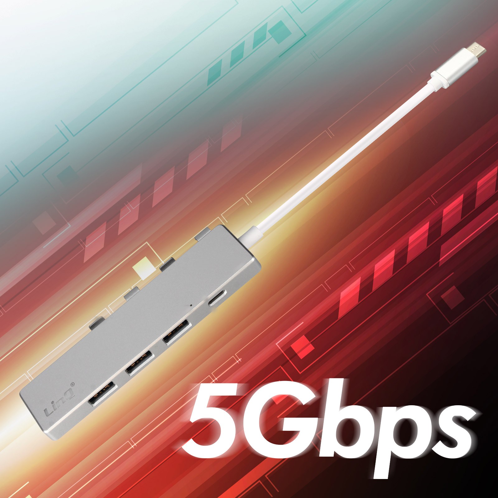 Hub USB-C LinQ 4 ports transfert 5 Gbps extension rapide pour clé USB et souris - 3