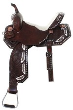 15" Premium Quality Western Hand Painted Barrel Leather Saddle With Tack Set.