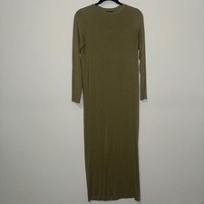 ASOS Design Womens Olive Green Long Sleeve Crew Neck Jersey Maxi Dress Size US 2