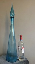 Tall Blue Glass Empoli Decanter Genie Bottle Carboy Apothecary Medicinal 71 cm