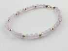 14k Yellow Gold and Amethyst Beaded Bracelet 6.75 Inch Length Fit 3.9g 4.4mm