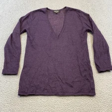 Esprit Collection Sweater Womens Medium Purple Deep V Neck Long Sleeve Knit