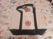 TRADER JOE'S LARGE CANVAS BAG HEAVY COTTON REUSABLE TOTE BAG LARGE GREEN