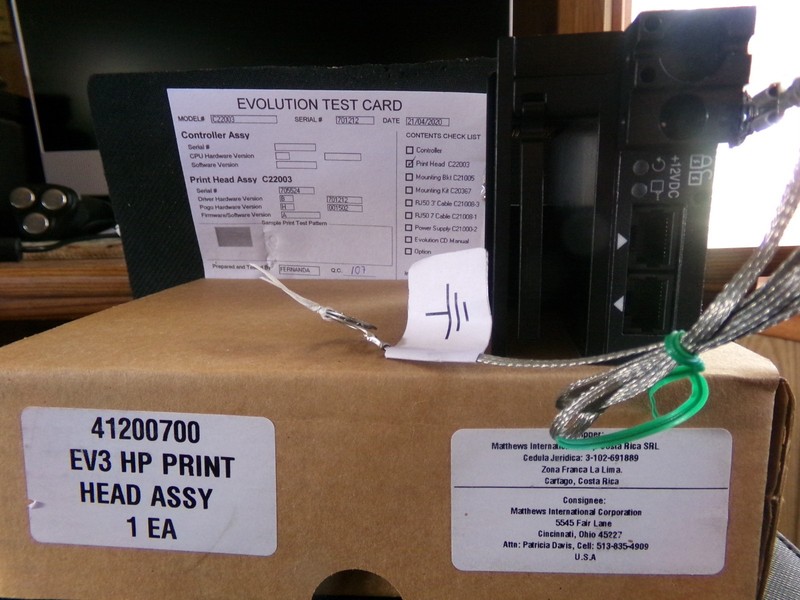 EV3 HP Print Head Assembly (41200700) Model C22003-New In Box "Factory Tested"'