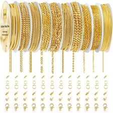 Ecoofor Gold Necklace Chains for Jewelry Making, 75.5 Feet 10 Rolls Jewelry C...