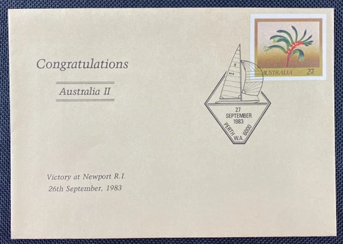 1983 Congratulations Australia II America's Cup PSE Cover Pictorial Postmark