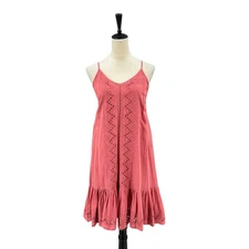 House of Harlow 1960 S Mauve Pink Flowy V-Neck Eyelet Design Dress