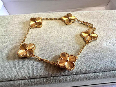 VC&Arpels.Bracelet Alhambra@Guilloche 18k/yellow Gold 5 Motifs Bracelet