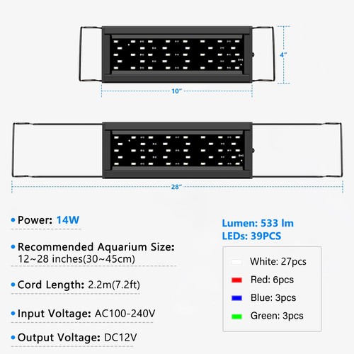 Full Spectrum Aquarium Light, Fish Tank Lights for Plant Growth Fish Viewing,... - Picture 6 of 7