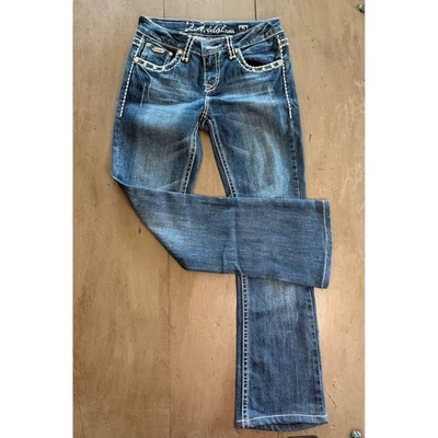 LA Idol USA Girls Rhinestone Rose Wing Bootcut Jeans Dark Wash Size 5 W29 L34 - Image 1 of 4