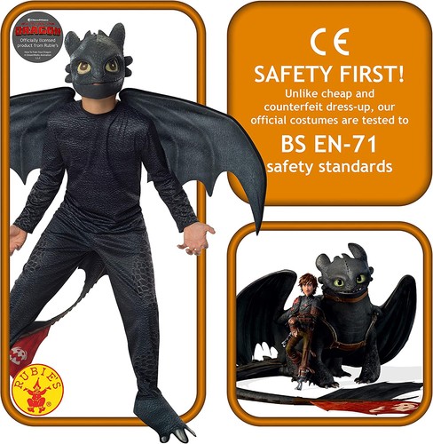 Rubie's Official DreamWorks How To Train Your Dragon 2 Toothless Night Fury Chil - Picture 4 of 10