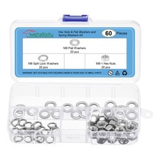 Hex Nuts Assortment Kit (M6-1 Hex Nuts with M6 Flat Washers) 60Pcs Kit
