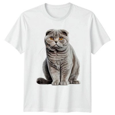 Süßes T-Shirt schottisch faltbar Katze Haustierliebhaber Katzen Haustiere Geschenk für Sie und Ihn
