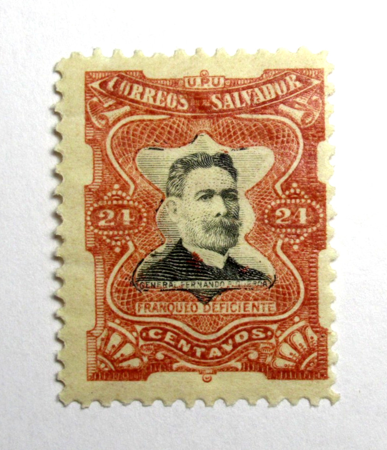 El Salvador Postage Due Stamp Scott J87 General Figueroa 24 Centavos 1910 Mint