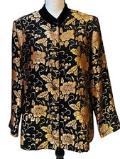 Drapers  Damons Floral Embellished Tapestry Blazer Jacket Gold Black Sz L