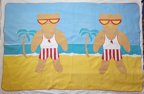 Manta de playa vintage Chatham salvavidas oso patrulla 88x58 EE. UU. familia palmera - Imagen 1 de 14