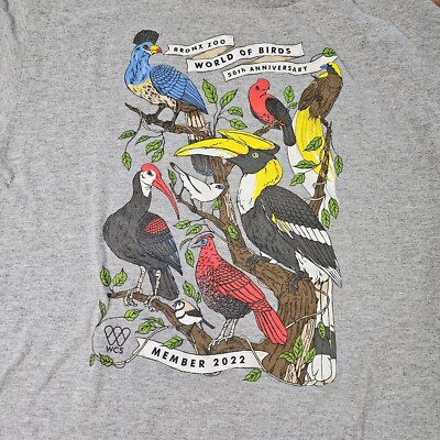 Bronx Zoo Youth T-Shirt Medium Gray Member 2022 World Birds 50th