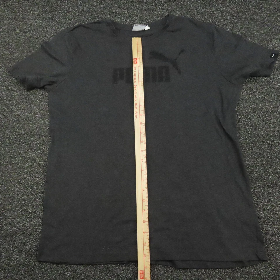 Camisa Puma Adulto Grande Gris Oscuro Manga Corta Transpirable Gimnasio Centro Logo Para Hombres Foto 4 de 4