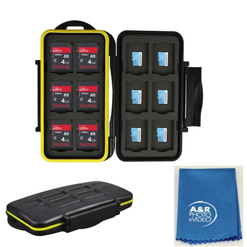 JJC MC-SDMSD24 Water Resistant Holder Storage Memory Card Case &12 Micro SD Card - Picture 1 of 6