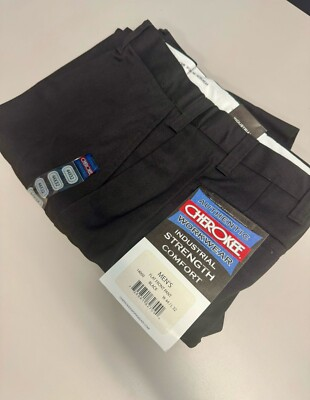 #ad Cherokee Workwear Industrial Flat Front Work Pant Black $21.61
