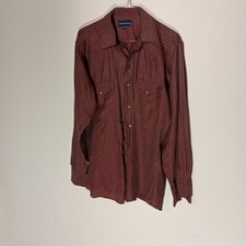 Panhandle Slim Western Shirt Men's M Red Striped Pearl Snap Long Sleeve Cowboy