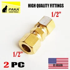 2PC High Quality  1/2" BRASS COMPRESSION FITTINGS