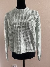 NWT Wild Fable Sweater Womens Mindful Mint Crewneck Waffle Knit Pullover XS