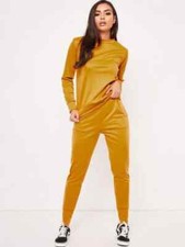 completo donna maglia pantaloni leggings sportivo tuta casa giallo senape 397