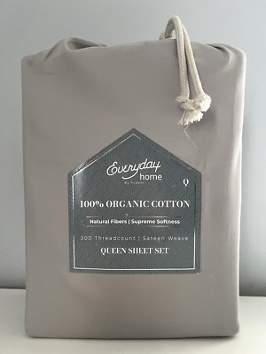 Everyday Home Trident Queen 300 Thread Count 100% Cotton Sheet Set In Gray