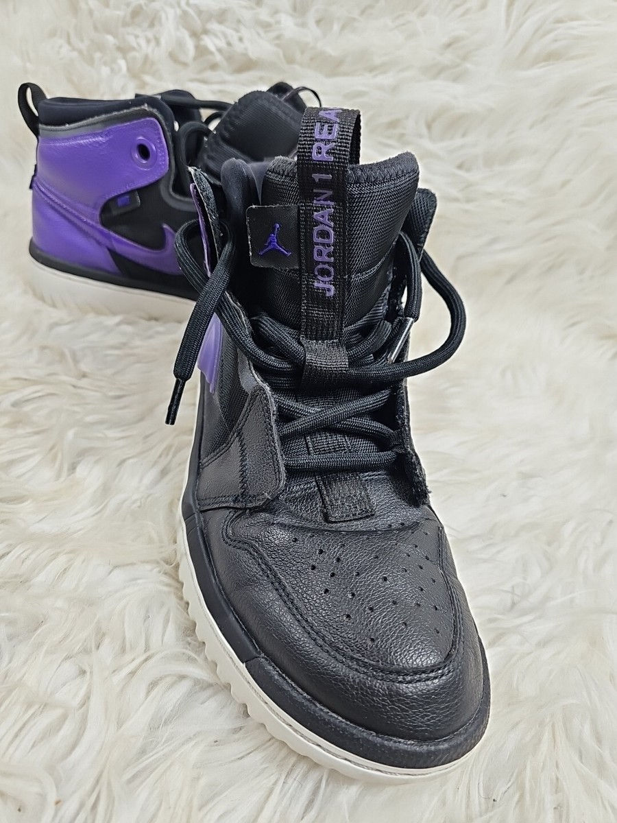 スニーカー NIKE Air Jordan 1 High React Black Court Purple 2019 AW FW Size 9.5 Nike Air Jordan 1 Retro High React Black Court