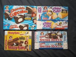 Lot Of 4 Peanuts Movie Little Debbie Boxes Snoopy Charlie Brown 2015 Nutty Bars