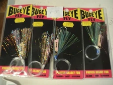 4 - BUGEYE TROLLING FLYS 3 INCH (MIXED COLORS) NIP LOT 1-J