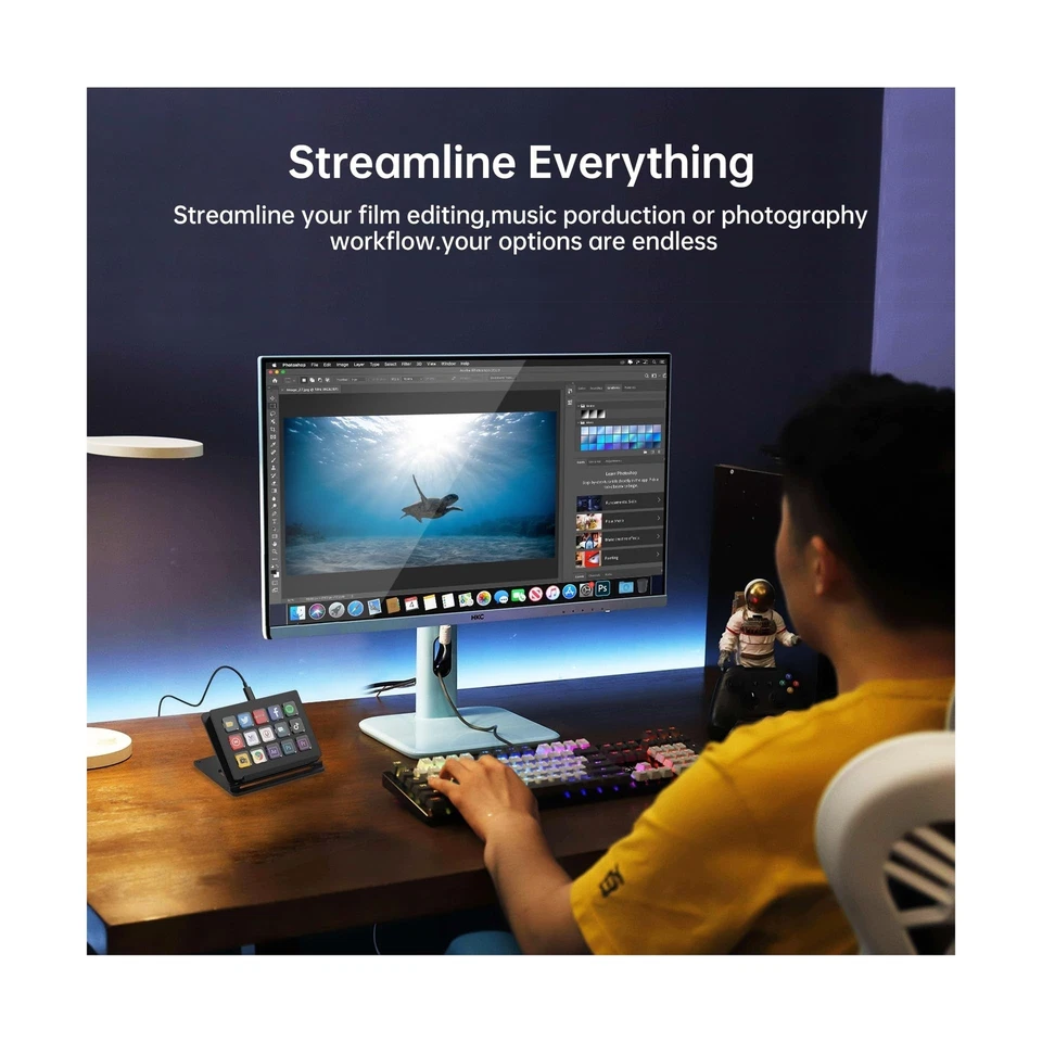 LCD Shortcut Stream Controller 15 Tasten Konsole + 4K HDMI Video Capture Card - Bild 4 von 4