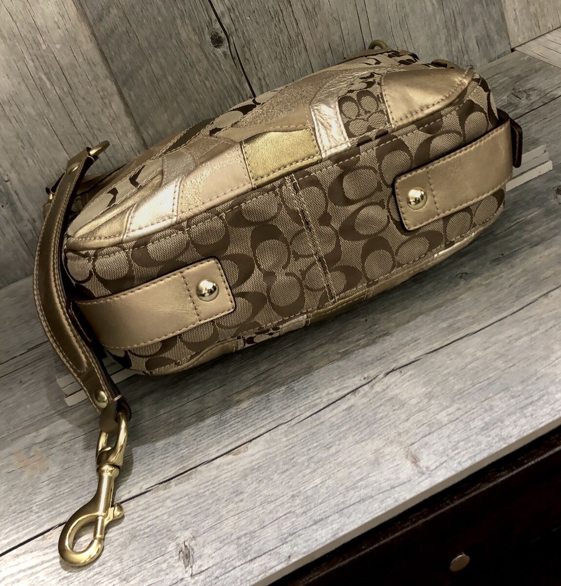COACH Zoe Signature Patchwork Hobo Gold/Khaki/Multi 12663 | eBay COACH Zoe Signature Patchwork Hobo Gold/Khaki/Multi 12663 | eBay