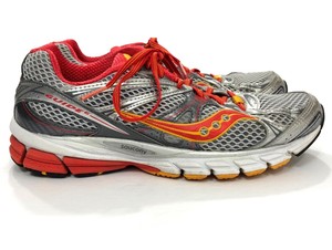 Saucony Guide 6 Tenis para Correr Plata Rojo Naranja Mujer Talla 8