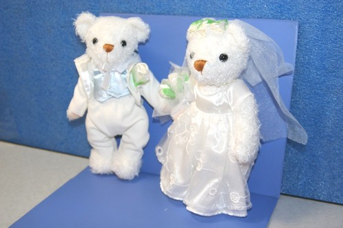 Some Blue Bear Wedding Plush Doll SET White Dress&Tuxedo Teddy Bear Welcome doll - Picture 2 of 14