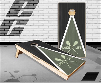 Lake Life Paddles Olive Cornhole Boards Bean Bag Toss Game