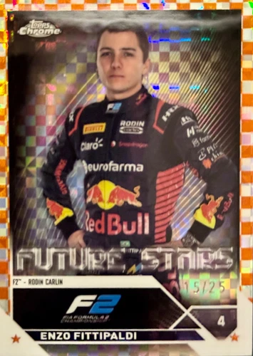 2024 Topps Chrome Formula 1 #75 Enzo Fittipaldi Orange Checker Refractor /25