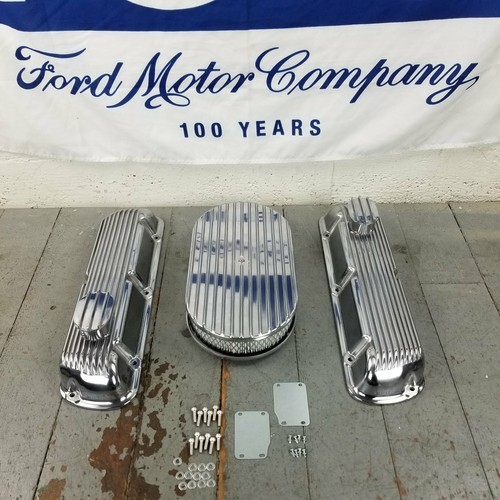 Ford SBF 15 Full Oval Finned Engine Dress Up Kit Breathers 289 302 351W