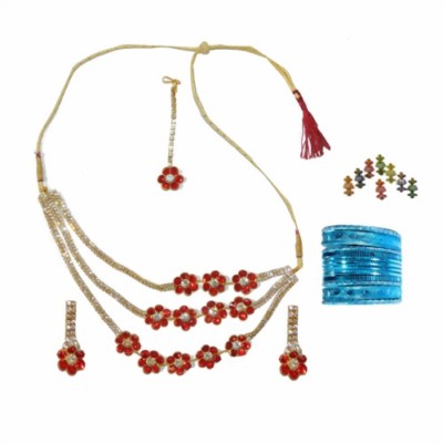 Bollywood Set Sonam rot mit Bangles und Bindis Indien Schmuck Indien