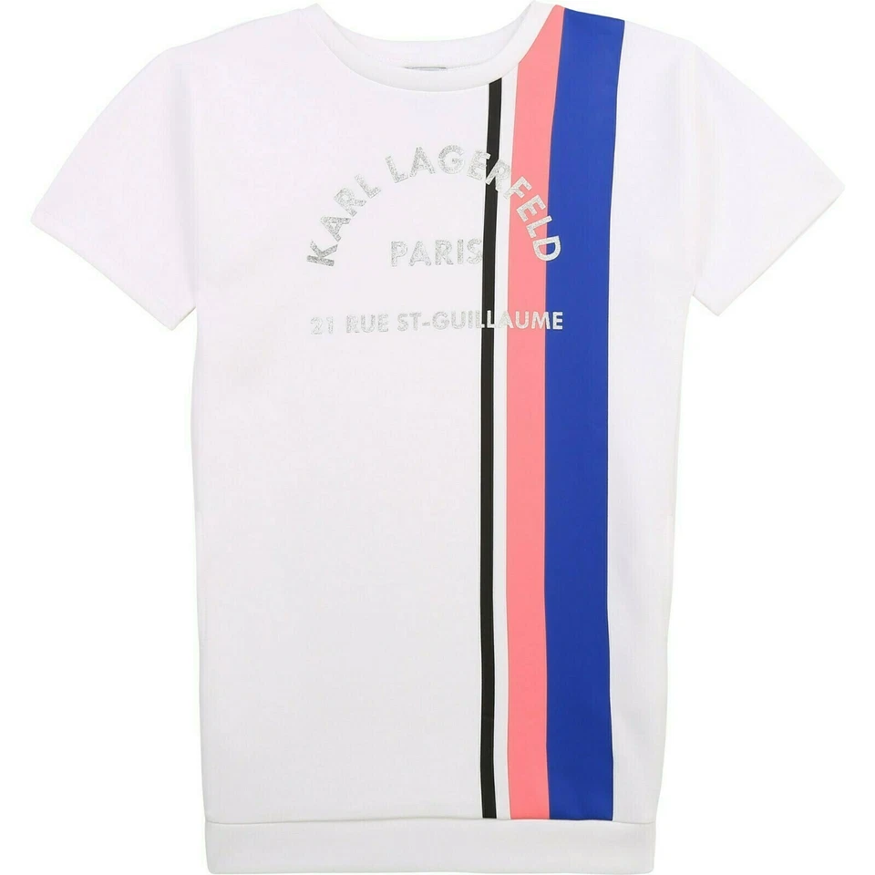 Karl Lagerfeld Kleid rosa Sweatkleid Markenstempel Streifen Logo 8-16 Jahre