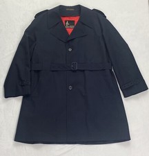 Harbor Master Trench Coat Mens Size 46 Navy Blue Wool Liner Made In USA