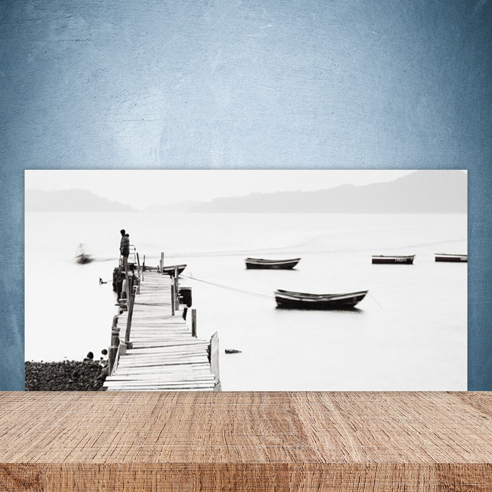 Paroi de cuisine en verre trempé 100x50 cm avec décor architectural
