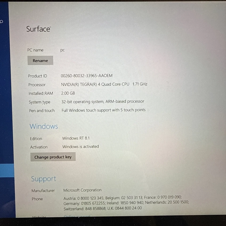 Microsoft Surface 2 Windows 8 RT 8.2 2GB Ram 4 Quad Core Battery needs Replacing - Image 4 of 4